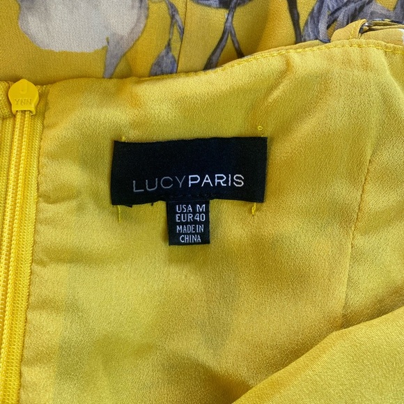 Lucy Paris Marissa Ruffled Yellow Floral Dress Size Medium - Picture 7 of 11